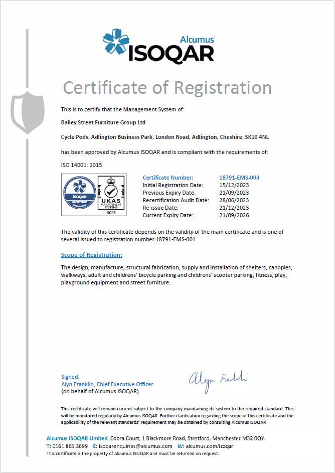 Quality Certificate ISO14001