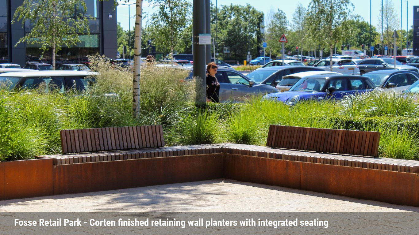 Inspira planters at fosse retail park