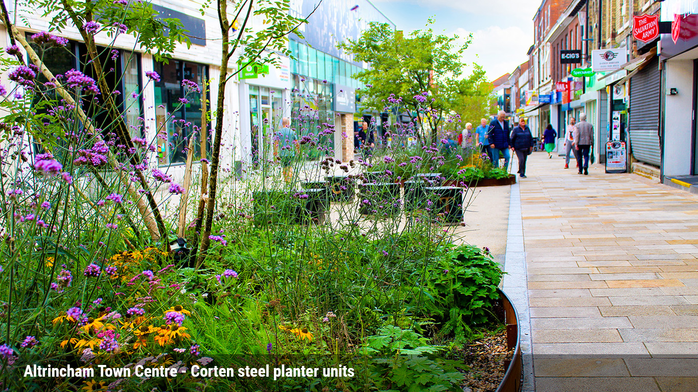 bespoke planters in altrincham town centre