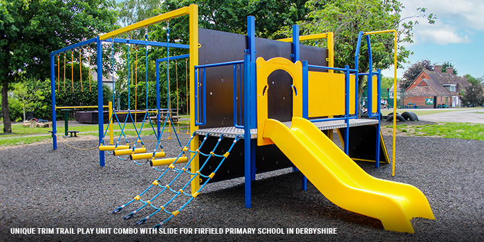 trim trail play unit with slide at firfield primary school